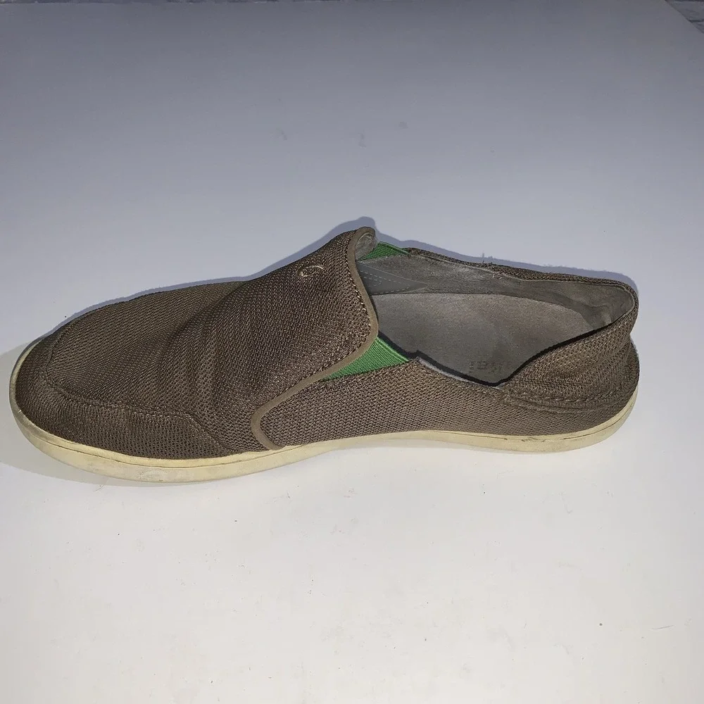 OluKai Nohea Mesh Shoes Mens Size 11.5 Brown Slip On Loafers Casual Comfort